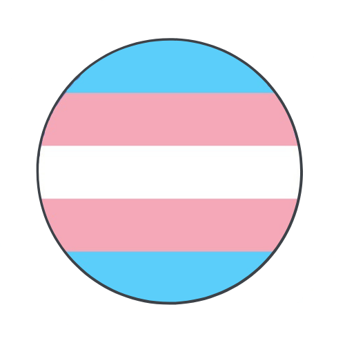 Circular button with the transgender flag